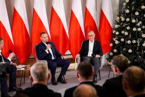 Meeting of President Karol Nawrocki with Former President Andrzej Duda. Press Conference. 08.01.2025