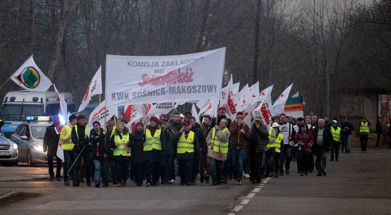 Football. Manifestacja w Obronie Kopaln. Zabrze. 17.01.2015