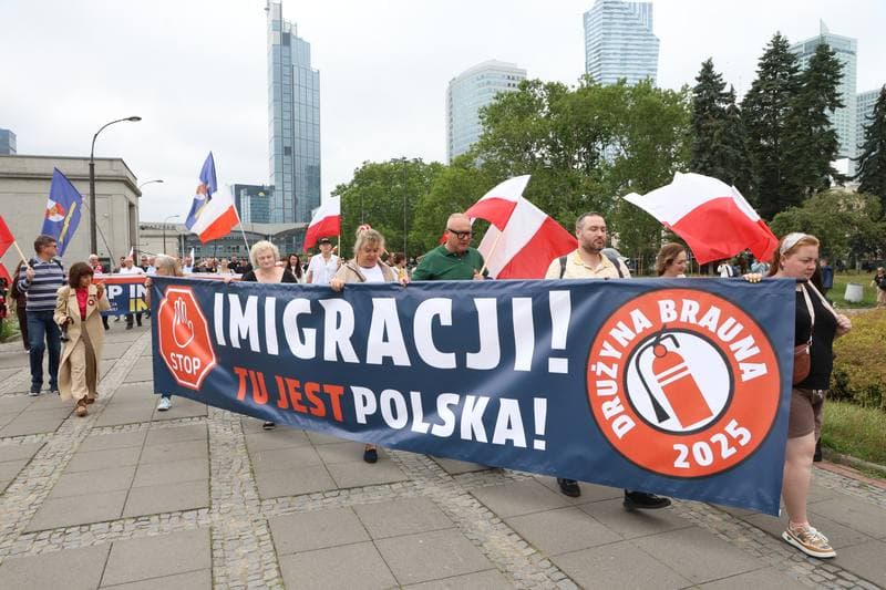 March under the slogan STOP IMMIGRATION. Warsaw. 19.07.2025