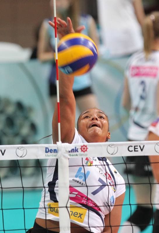 Volleyball. Women's Champions League. MKS Dabrowa Gornicza - Stiinta Bacau. 23.10.2013