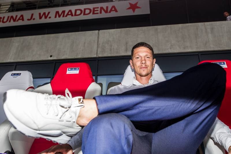 Football. Slavia Prague. Press Conference. 28.08.2019