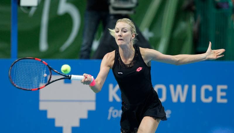 Tennis. Katowice Open 2015. Urszula Radwanska - Elizaveta Kulichkova. 07.04.2015