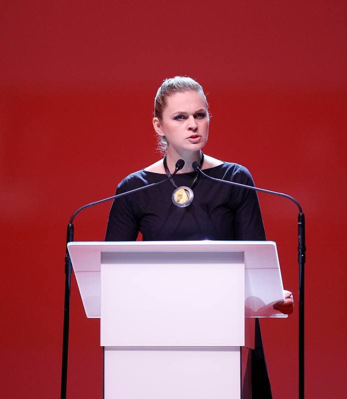 Dorota Gardias. Leszek Miller. Press Conference. 17.10.2015