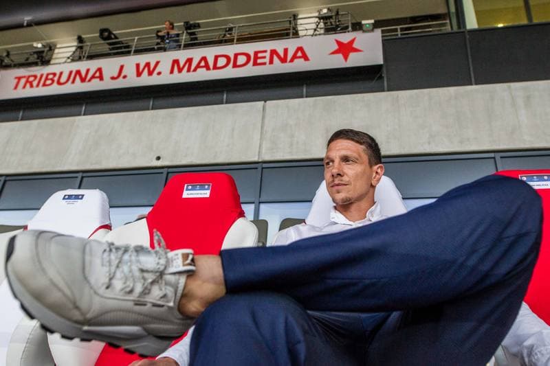 Football. Slavia Prague. Press Conference. 28.08.2019