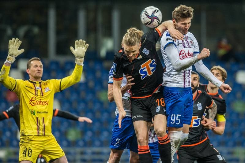Football. PKO BP Ekstraklasa. Podbeskidzie Bielsko-Biala - Lech Poznan. 23.04.2021