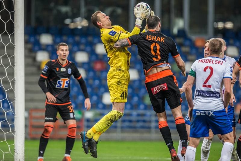 Football. PKO BP Ekstraklasa. Podbeskidzie Bielsko-Biala - Lech Poznan. 23.04.2021