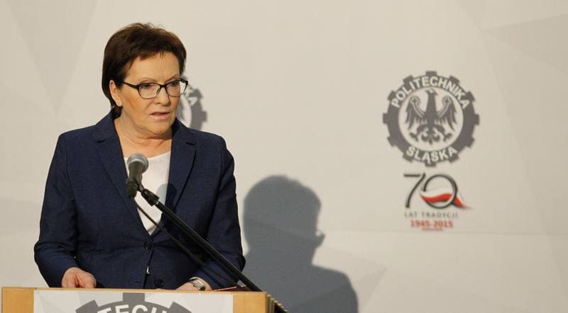 Ewa Kopacz. Silesian University of Technology. Press Conference. 21.05.2015
