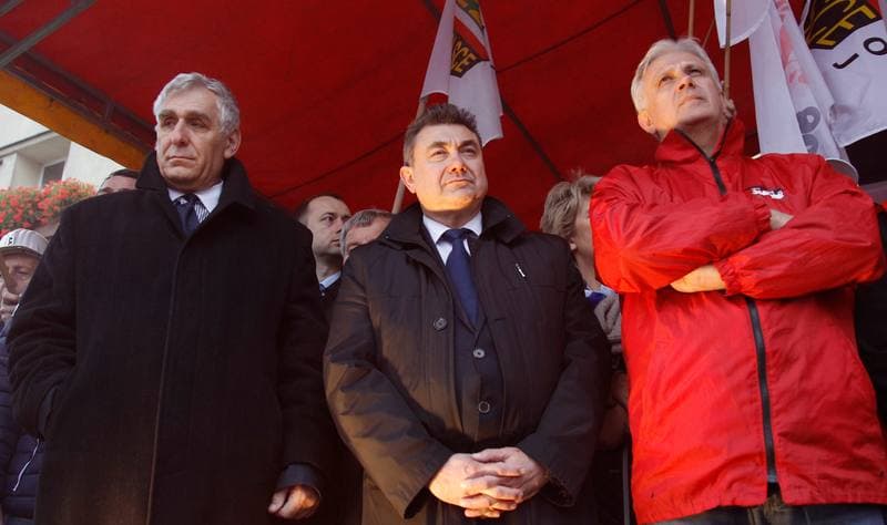 Manifestacja przed KWK Pokoj. Ruda Slaska. 13.10.2015