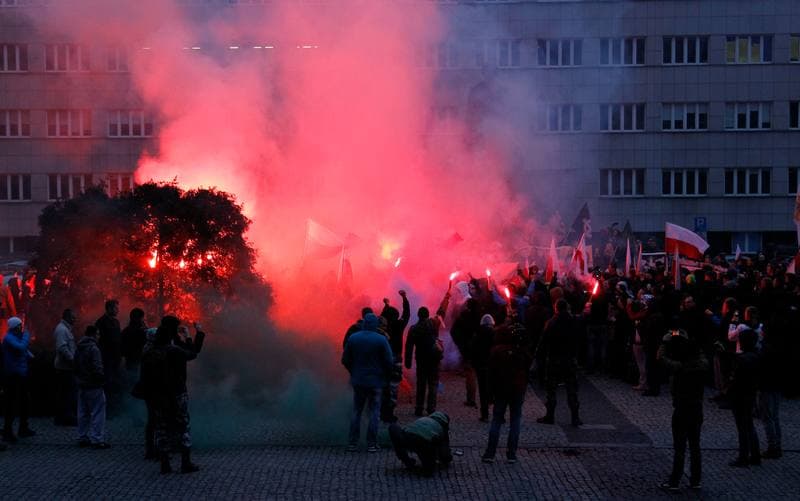 Slask Manifestacja Przeciwko Islamistom. Katowice. 21.11.2015