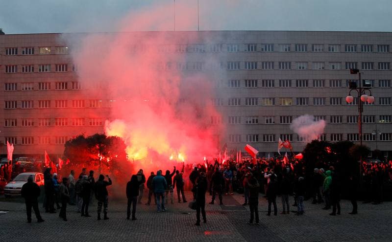 Slask Manifestacja Przeciwko Islamistom. Katowice. 21.11.2015