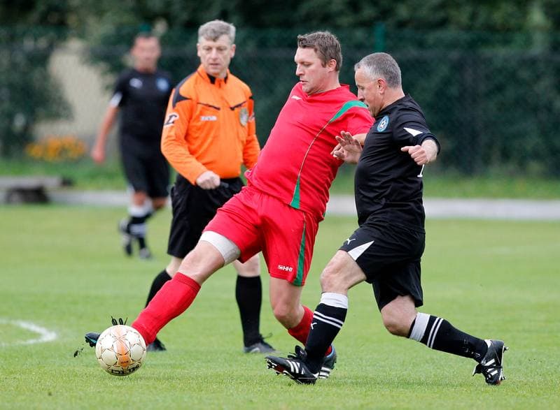 Football. Podokreg Katowice. Strazak Mikolow - Reprezentacja Slaska Oldboyow. 23.09.2014