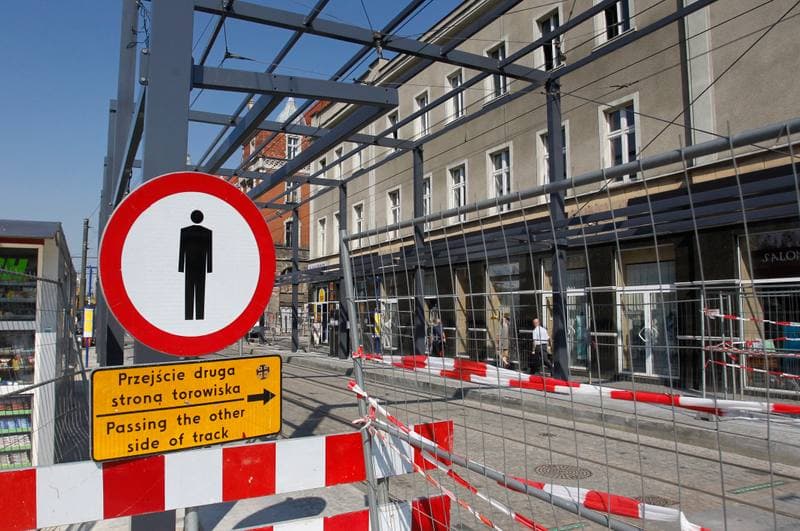 Construction of a New Bus Shelter at the Market in Katowice. 31.08.2015
