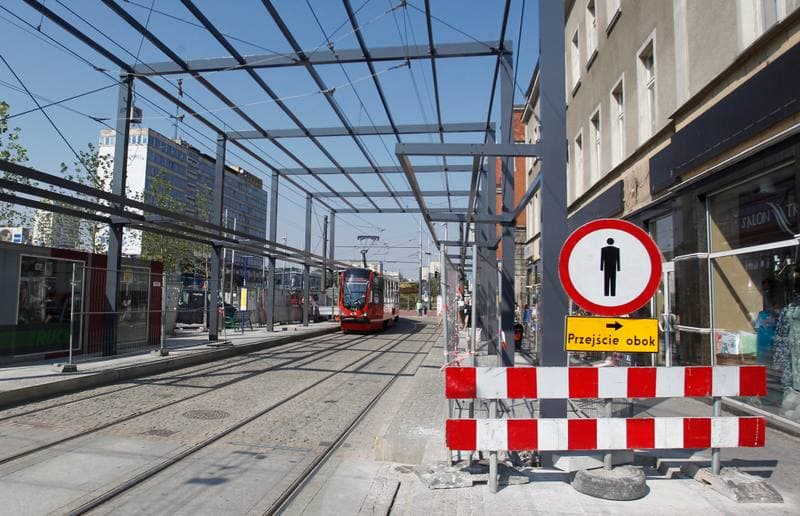 Construction of a New Bus Shelter at the Market in Katowice. 31.08.2015