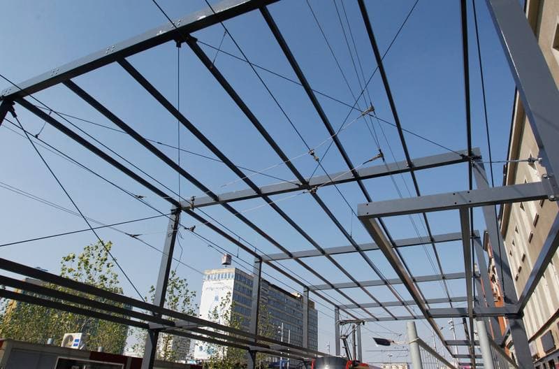 Construction of a New Bus Shelter at the Market in Katowice. 31.08.2015