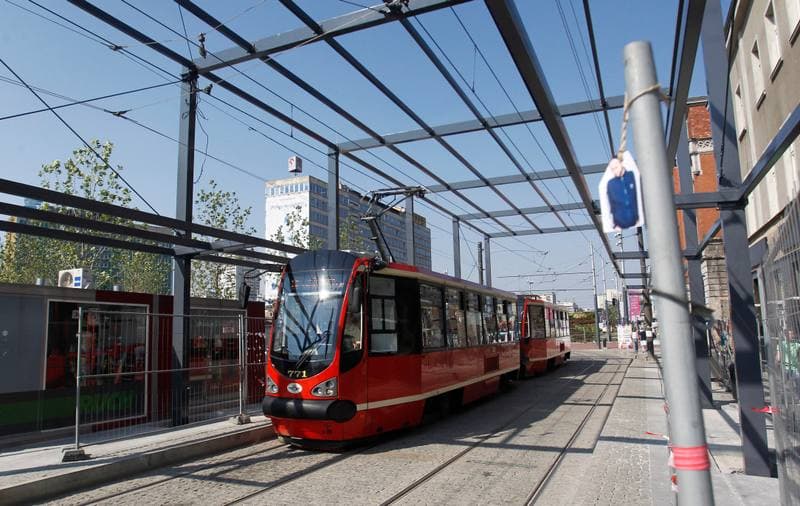 Construction of a New Bus Shelter at the Market in Katowice. 31.08.2015
