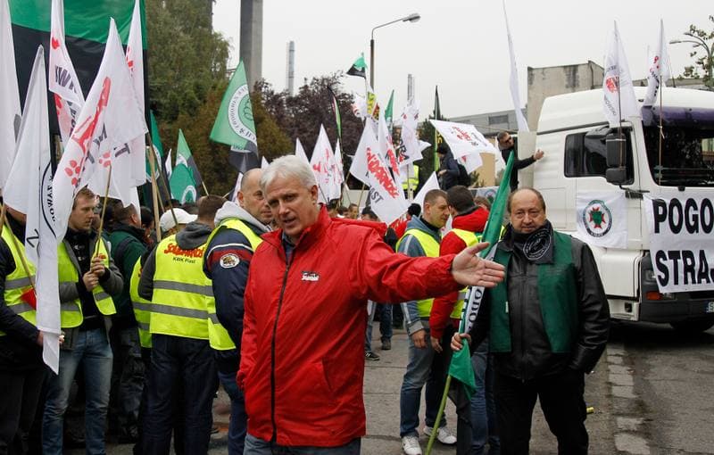Manifestacja przed KWK Pokoj. Ruda Slaska. 13.10.2015