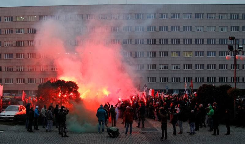 Slask Manifestacja Przeciwko Islamistom. Katowice. 21.11.2015